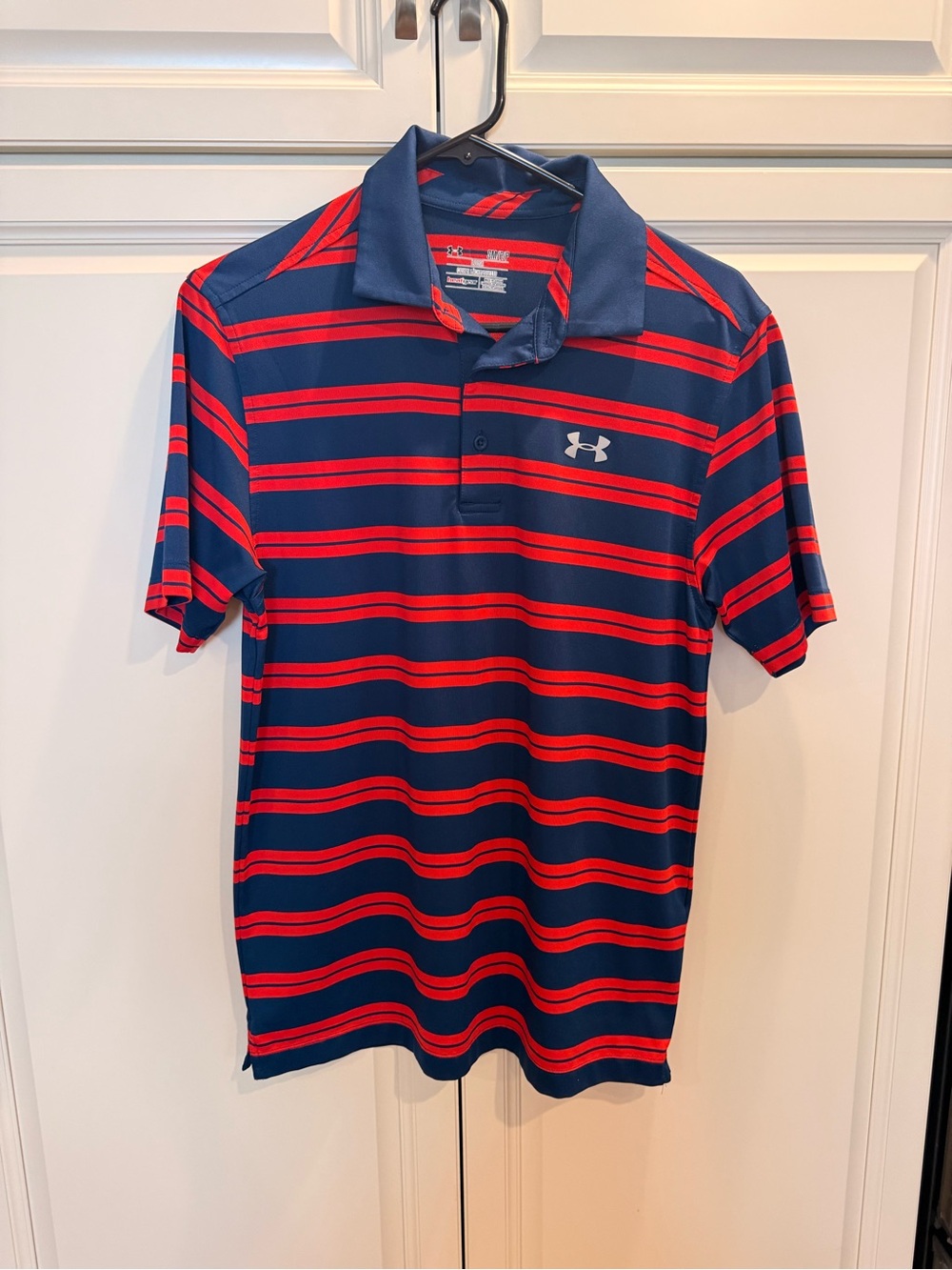 Under Armour Navy and Red Striped Men’s Performance Polo
